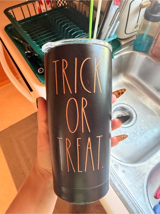 Rae Dunn Other - Rae Dunn Black Tumbler with Orange 'Trick or Treat' Lettering